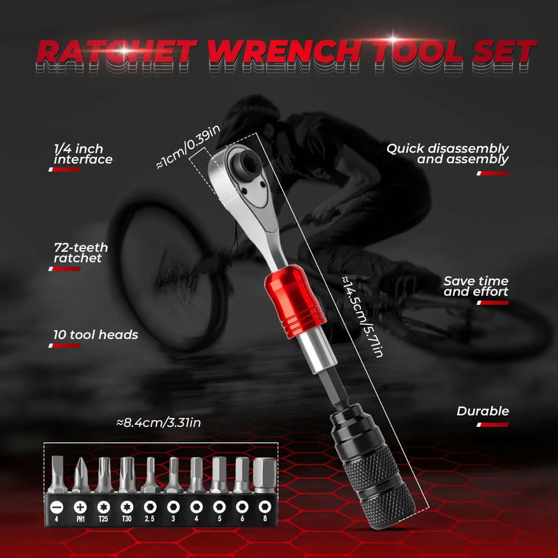 Load image into Gallery viewer, ROCKBROS 1/4-Inch Ratchet Socket Wrench Set 2.5-8mm Allen Hex Torx Sockets for Road  Mountain Bike Maintenance
