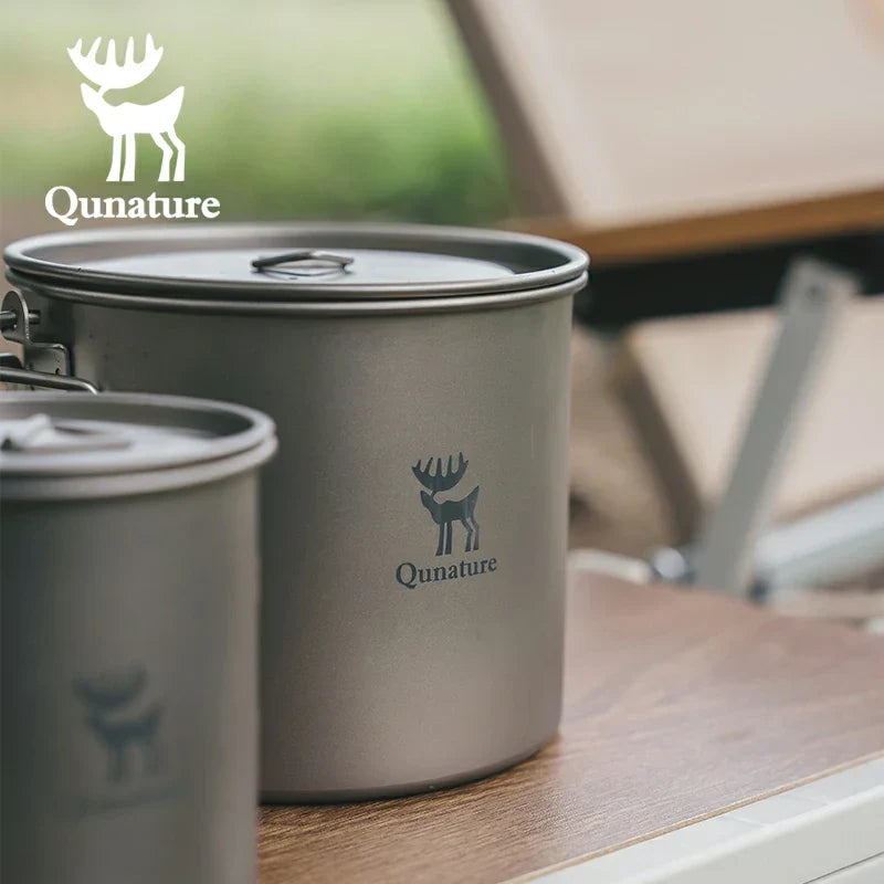Load image into Gallery viewer, Qunature 1100ml Pure Titanium Camping Cup with Foldable Handle Lightweight
