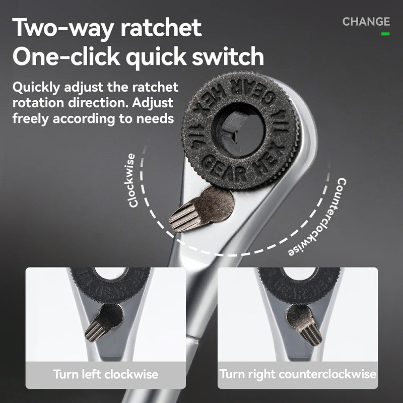Load image into Gallery viewer, S2 Alloy 1/4" Drive Ratchet Handle 72-Tooth Compact Bike Repair Kit with 8 Bits
