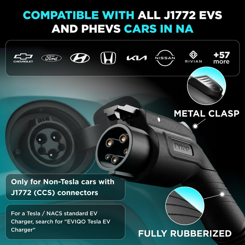 Load image into Gallery viewer, EVIQO Level 2 EV Charger, 48A (11.5kW), 240V, NEMA 14-50 Plug-in, J1772 for Non-Tesla EVs
