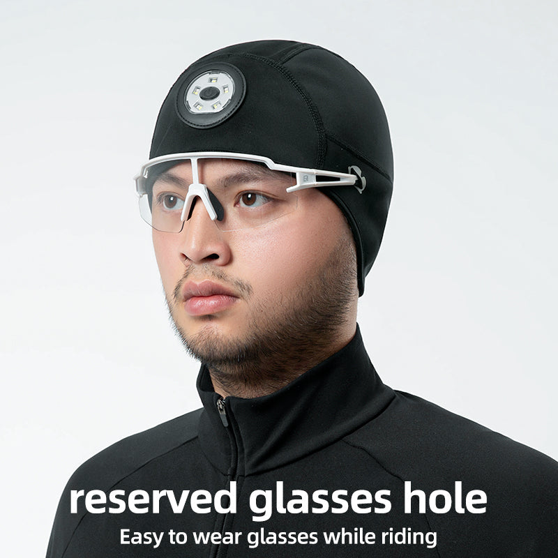 Load image into Gallery viewer, ROCKBROS Winter Bike Skull Cap Thermal Cycling Helmet Liner  Headwear with Light
