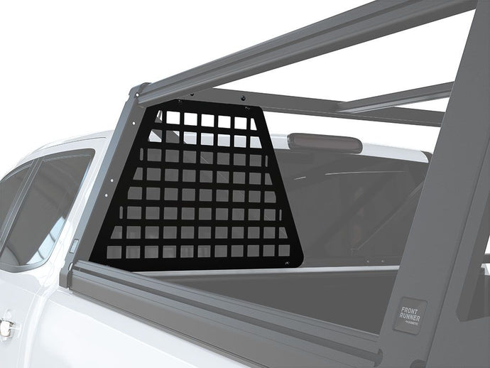 Alt text: inchFront Runner Pro Bed Rack Headache Molle Panel mounted on a pickup truck, designed for heavy-duty storage and organization.inch