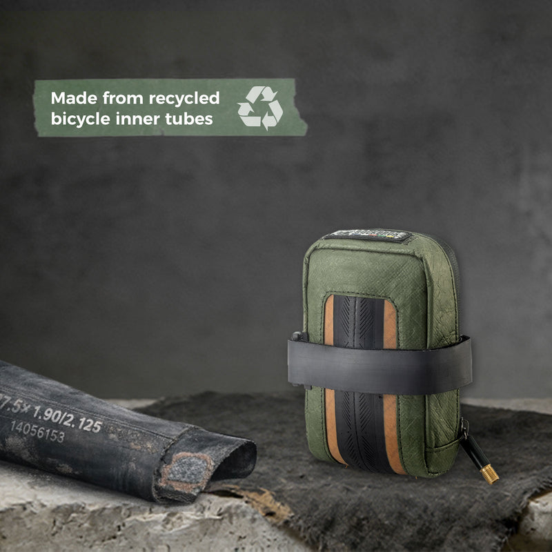 Load image into Gallery viewer, Sustainable Eco-Friendly Recycled Tire Bike Saddle Bag 0.4L ROAD TO SKY
