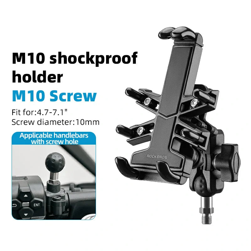 Load image into Gallery viewer, ROCKBROS Motorcycle ATV Adjustable Phone Holder with Vibration Dampener for 4.7-7.1" Phones
