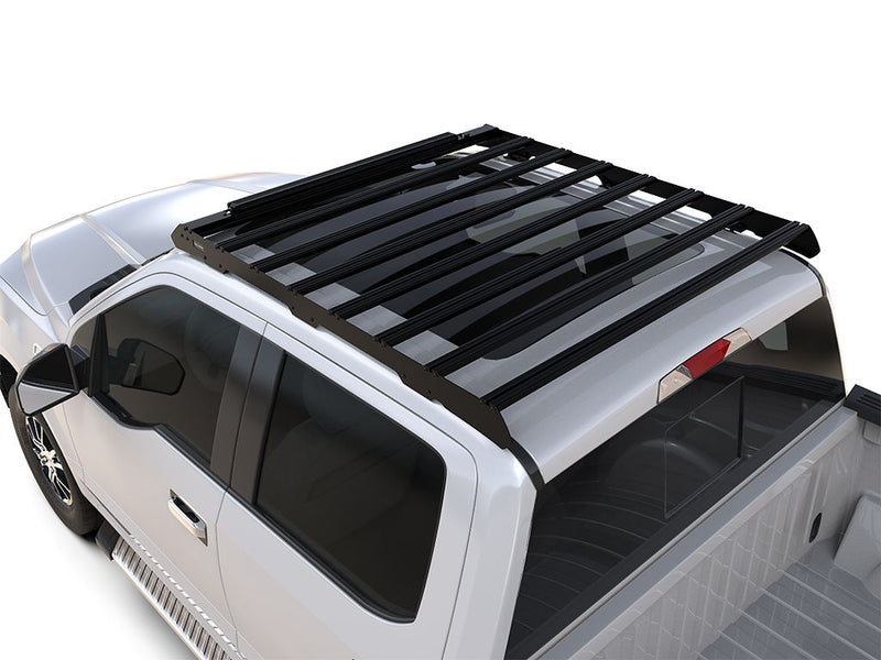 Load image into Gallery viewer, Front Runner Ford F-150 Super Crew Slimsport Roof Rack Kit installed on 2015-2020 model, lightbar-ready configuration.
