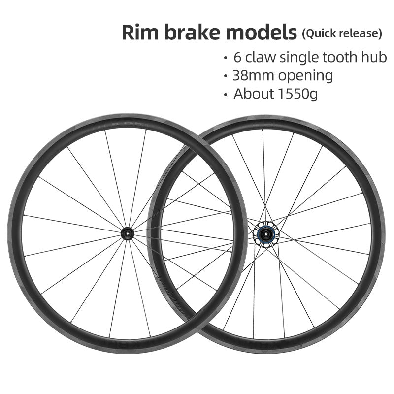 Load image into Gallery viewer, ROCKBROS 700c Carbon Fiber Disc Rim 38/50/65 mm  1.6-1.7 kg Clincher Wheelset
