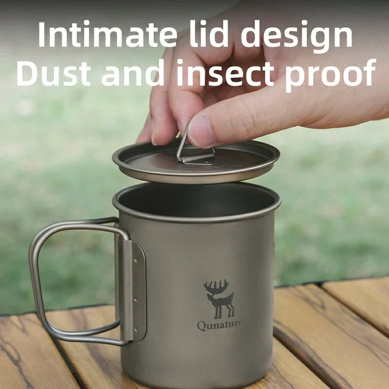 Load image into Gallery viewer, Qunature Pure Titanium Folding Mug Lightweight Durable with Lid for Outdoor Camping
