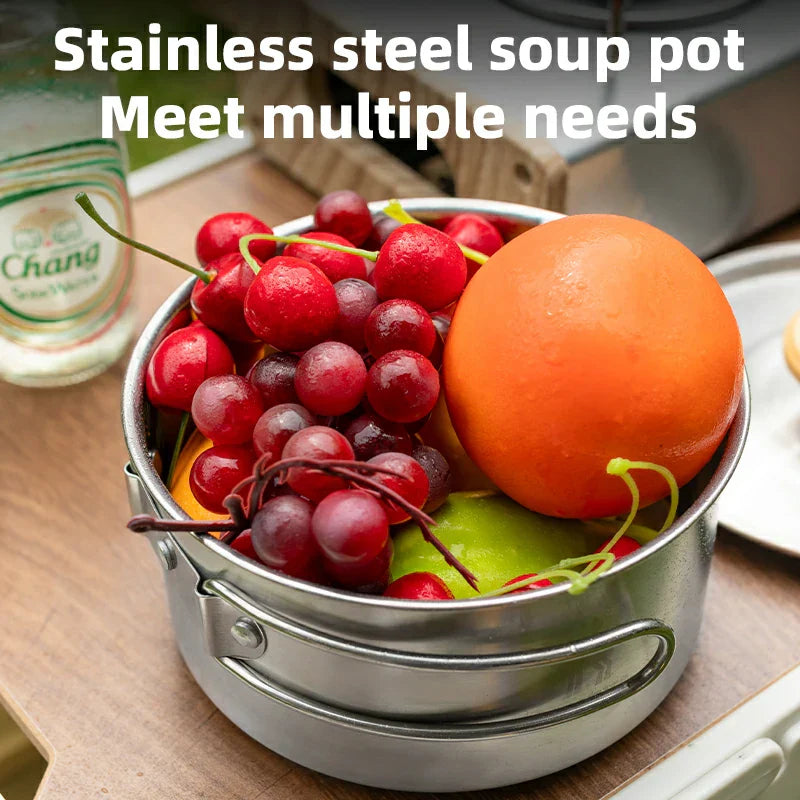 Load image into Gallery viewer, Qunature Stainless Steel Tea Set with Foldable Pot and Kettle for Outdoor Adventures
