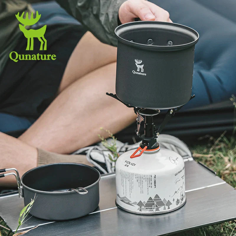 Load image into Gallery viewer, Qunature Ultra-Light Aluminum Camping Cookware Set with Nestable Design Handle
