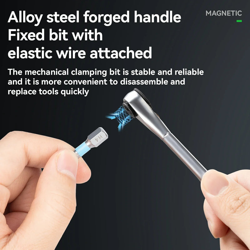 Load image into Gallery viewer, S2 Alloy 1/4" Drive Ratchet Handle 72-Tooth Compact Bike Repair Kit with 8 Bits
