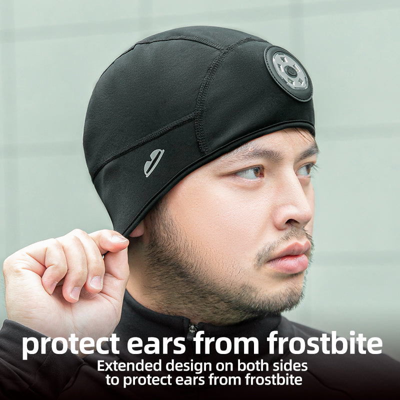 Load image into Gallery viewer, ROCKBROS Winter Bike Skull Cap Thermal Cycling Helmet Liner  Headwear with Light
