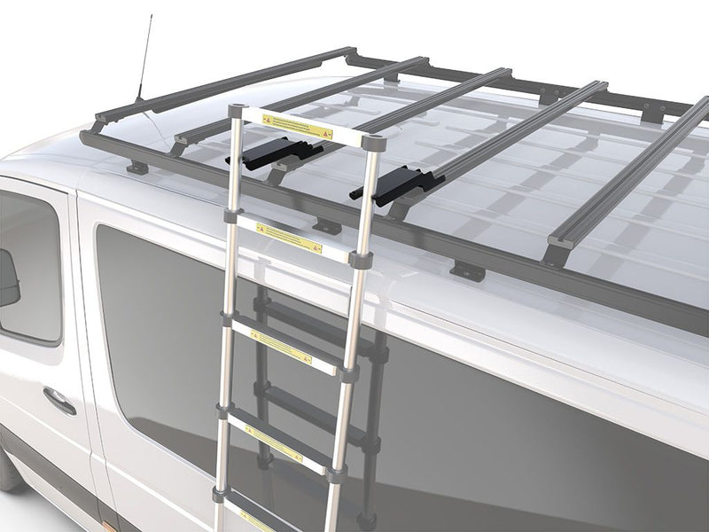 Load image into Gallery viewer, &quot;Front Runner Telescopic Ladder mounted on Slimsport &amp; Slimpro Van Rack for vehicle rooftop access&quot;
