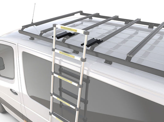 inchFront Runner Telescopic Ladder mounted on Slimsport & Slimpro Van Rack for vehicle rooftop accessinch