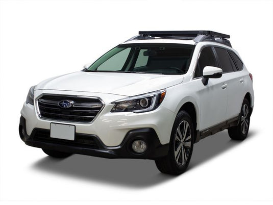 Front Runner Subaru Outback 2015-2019 with Slimline II Roof Rail Rack Kit installed on white vehicle