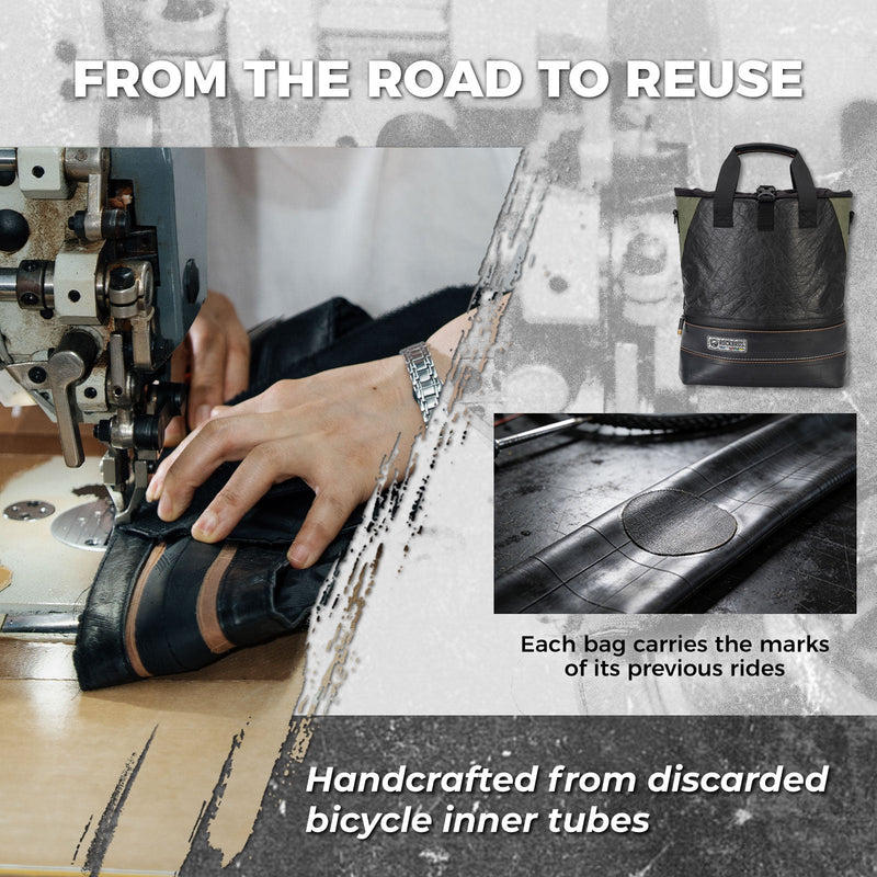 Load image into Gallery viewer, Sustainable Eco-Friendly Recycled Tire 12L Waterproof Bike Panniers ROAD TO SKY
