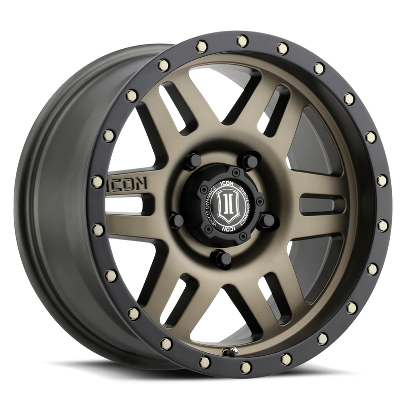 Load image into Gallery viewer, ICON Vehicle Dynamics Six Speed wheel in bronze with black accents and logo center cap
