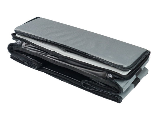 Alt text: "Front Runner Flat Pack – compact, zippered, gray storage pouch for organization and travel."