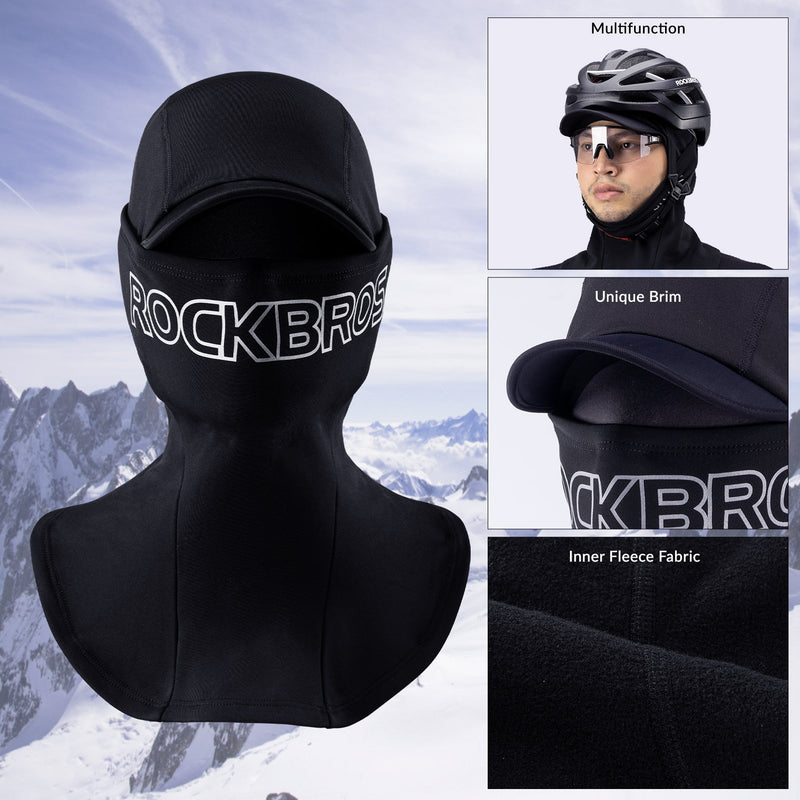 Load image into Gallery viewer, ROCKBROS Thermal Black Ski Mask with Brim Windproof Winter Balaclava for Men
