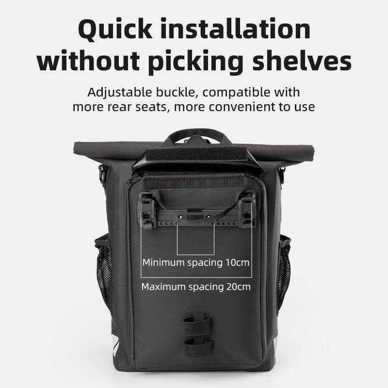 Load image into Gallery viewer, ROCKBROS Convertible Waterproof Bike Rack Bag 18L Adjustable Capacity Backpack Straps
