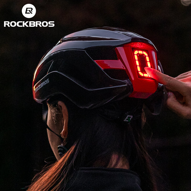 Load image into Gallery viewer, ROCKBROS Safety Warning Helmet with Built-In Lights and Adjustable Fit Electric USB
