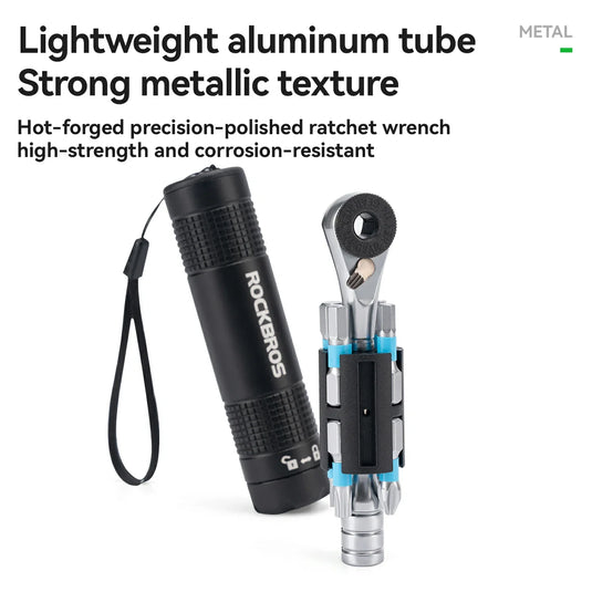 S2 Alloy 1/4" Drive Ratchet Handle 72-Tooth Compact Bike Repair Kit with 8 Bits