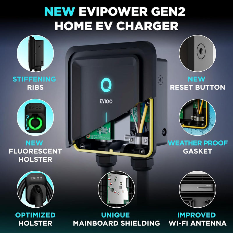 Load image into Gallery viewer, EVIQO Level 2 EV Charger, 40A (9.6kW), 240V, NEMA 14-50 Plug-in, J1772 for Non-Tesla EVs
