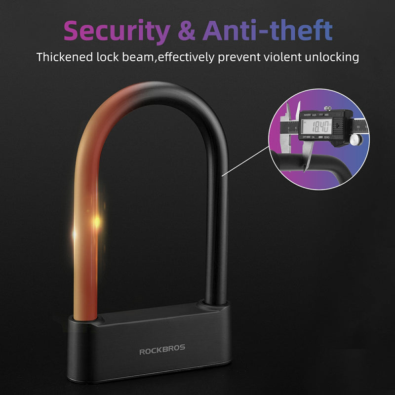 Load image into Gallery viewer, ROCKBROS Smart Bike U Lock with Fingerprint and App Control Waterproof
