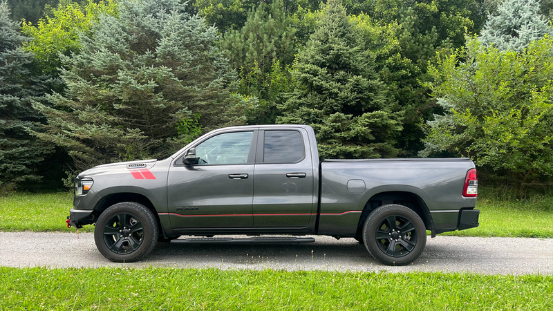 Load image into Gallery viewer, &quot;2019 Ram 1500 with Fishbone Offroad Pike Rear Bumper installed, showcasing durability and design, parked outdoors&quot;
