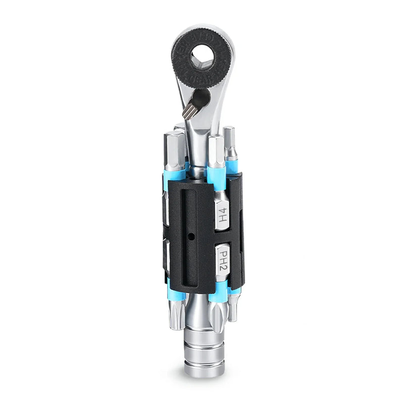 Load image into Gallery viewer, S2 Alloy 1/4" Drive Ratchet Handle 72-Tooth Compact Bike Repair Kit with 8 Bits
