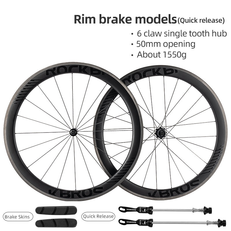 Load image into Gallery viewer, ROCKBROS 700c Carbon Fiber Disc Rim 38/50/65 mm  1.6-1.7 kg Clincher Wheelset
