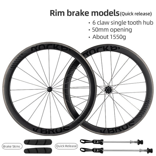 ROCKBROS 700c Carbon Fiber Disc Rim 38/50/65 mm  1.6-1.7 kg Clincher Wheelset