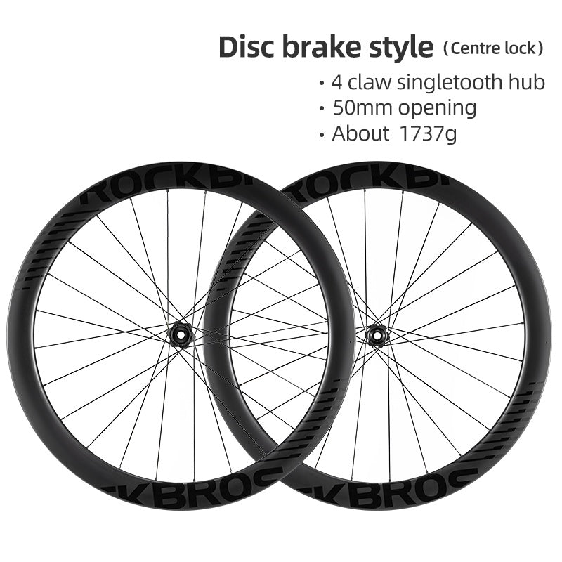 Load image into Gallery viewer, ROCKBROS 700c Carbon Fiber Disc Rim 38/50/65 mm  1.6-1.7 kg Clincher Wheelset
