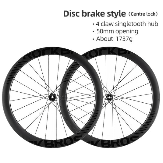 ROCKBROS 700c Carbon Fiber Disc Rim 38/50/65 mm  1.6-1.7 kg Clincher Wheelset