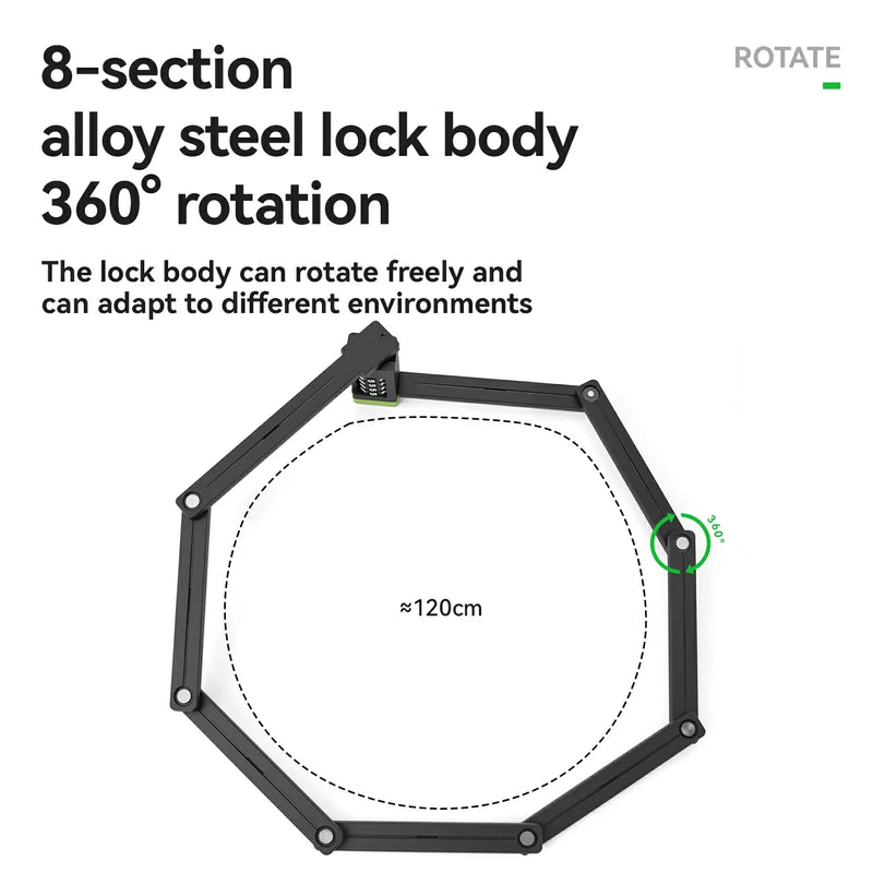 Load image into Gallery viewer, 8-Section Folding Combination Bike Lock
