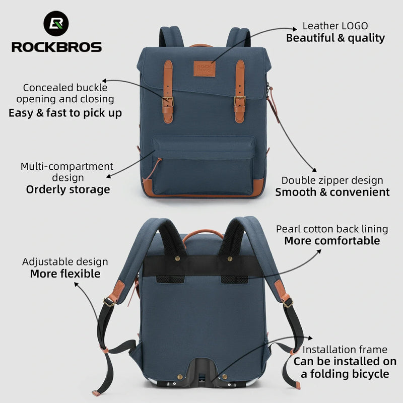 Load image into Gallery viewer, ROCKBROS Fashion Vintage Folding Bike Backpack
