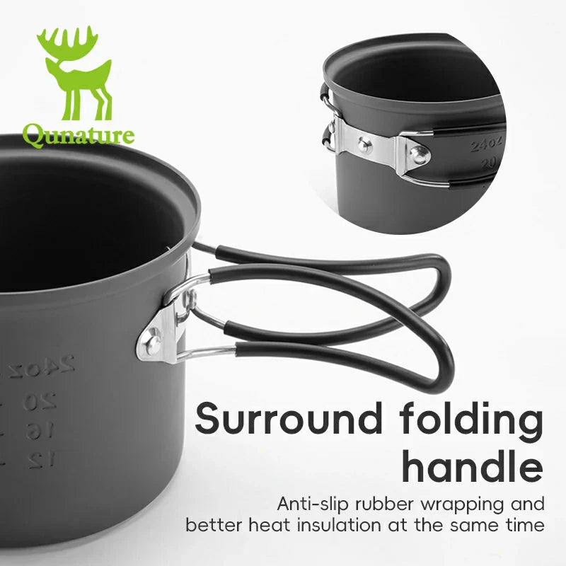 Load image into Gallery viewer, Qunature Ultra-Light Aluminum Camping Cookware Set with Nestable Design Handle
