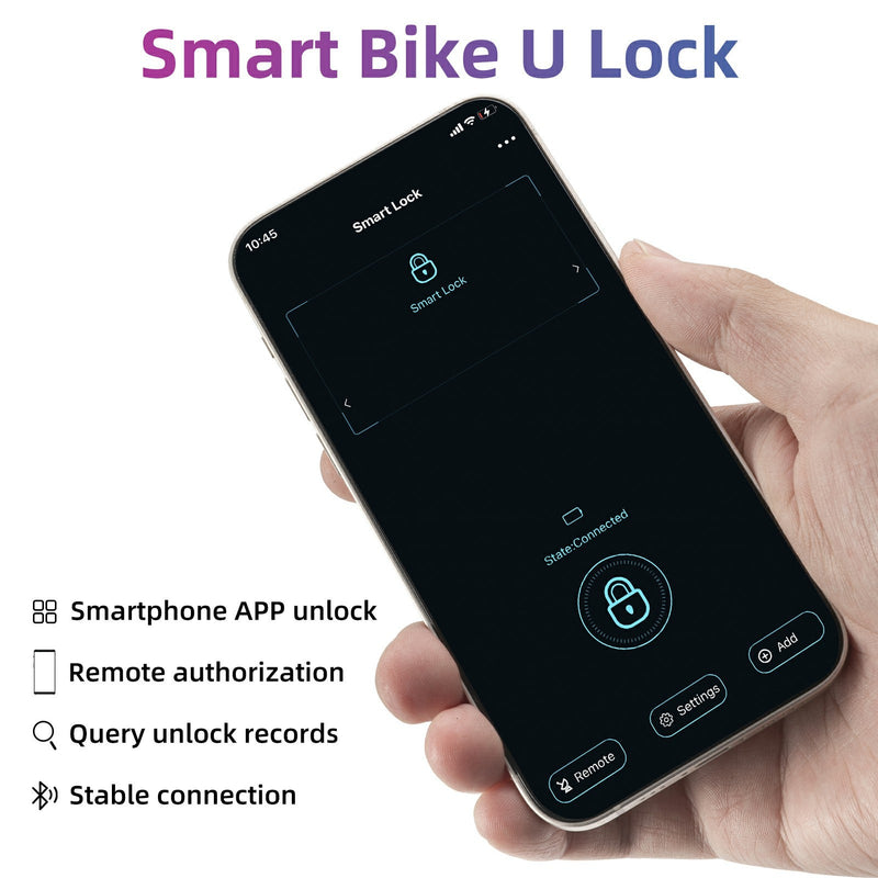 Load image into Gallery viewer, ROCKBROS Smart Bike U Lock with Fingerprint and App Control Waterproof
