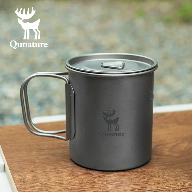 Load image into Gallery viewer, Qunature Pure Titanium Folding Mug Lightweight Durable with Lid for Outdoor Camping
