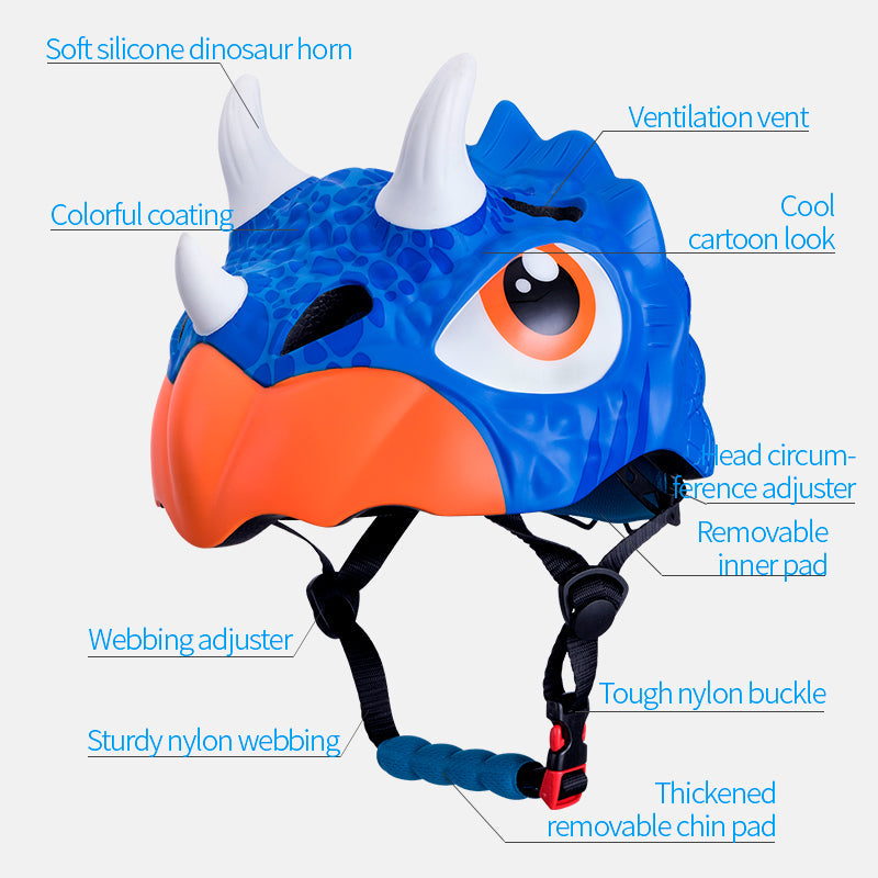 Load image into Gallery viewer, ROCKBROS Kids Cartoon Dinosaur Helmet Adjustable Lightweight
