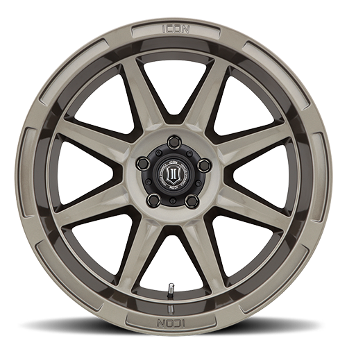 Load image into Gallery viewer, ICON Vehicle Dynamics Bandit wheel in Gloss Bronze finish, featuring a multi-spoke design and branded center cap.
