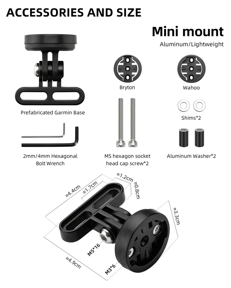 Load image into Gallery viewer, ROCKBROS Bike Computer Mount Out-Front Aluminum Integrated Bicycle Cycling Computer Mount
