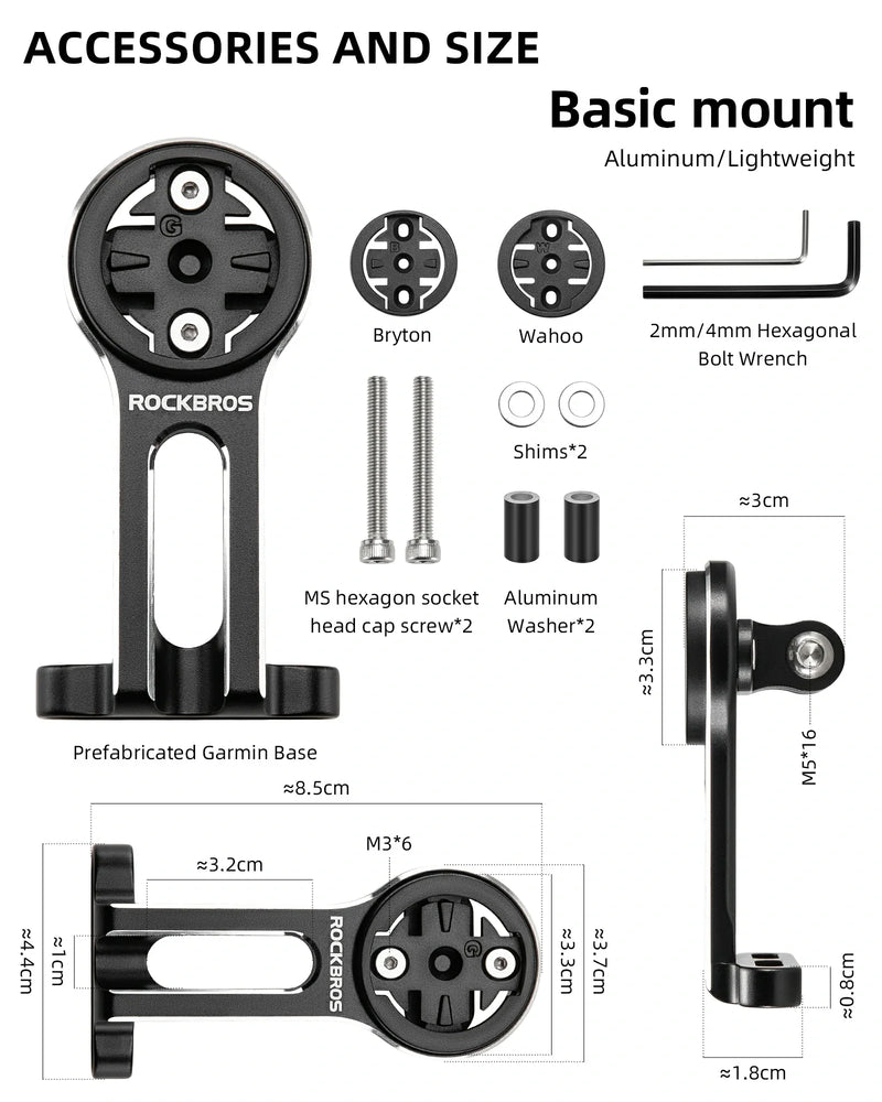 Load image into Gallery viewer, ROCKBROS Bike Computer Mount Out-Front Aluminum Integrated Bicycle Cycling Computer Mount
