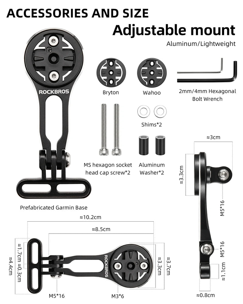 Load image into Gallery viewer, ROCKBROS Bike Computer Mount Out-Front Aluminum Integrated Bicycle Cycling Computer Mount
