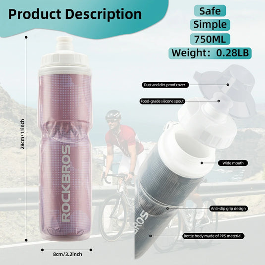 ROCKBROS 24OZ Insulated Bike Water Bottle