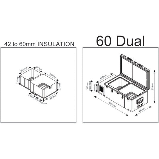 60L Dual-Zone Drawer Refrigerator & Freezer