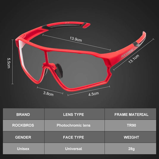 Aerodynamic Windproof Photochromic Cycling Sunglasses