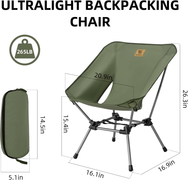 Load image into Gallery viewer, Qunature Ultra Lightweight Folding Camp Chair with Storage Bag Supports 260 lbs
