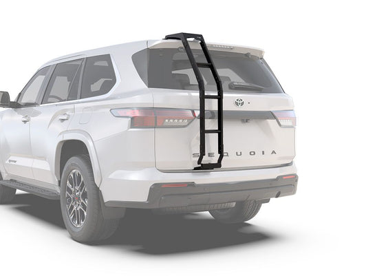 Front Runner Toyota Sequoia 2023 rear ladder accessory mounted on the back of a white SUV.