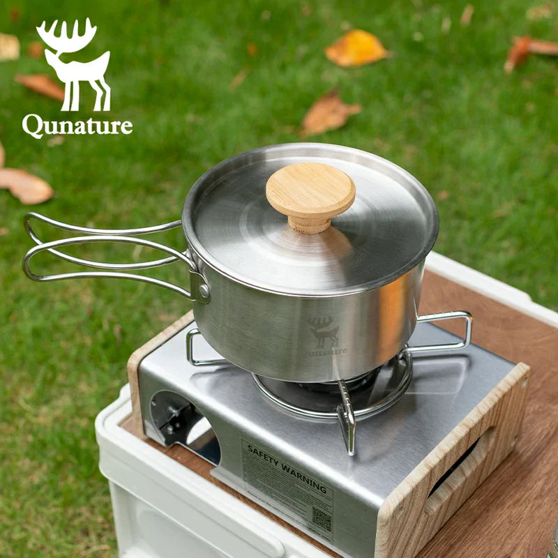Load image into Gallery viewer, Qunature Stainless Steel Tea Set with Foldable Pot and Kettle for Outdoor Adventures
