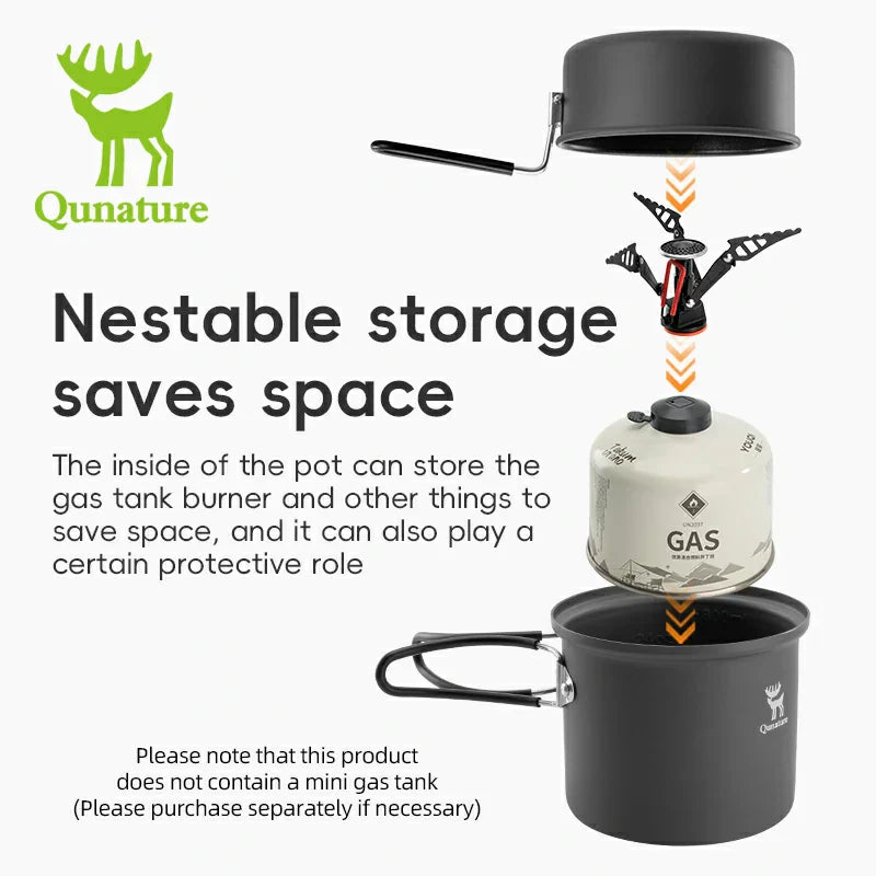 Load image into Gallery viewer, Qunature Ultra-Light Aluminum Camping Cookware Set with Nestable Design Handle
